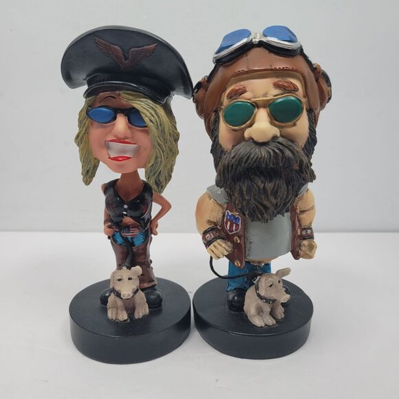 Bopp'n Heads Bobble Head Biker Figurines Krank And Trixie Set of 2 - Picture 1 of 6
